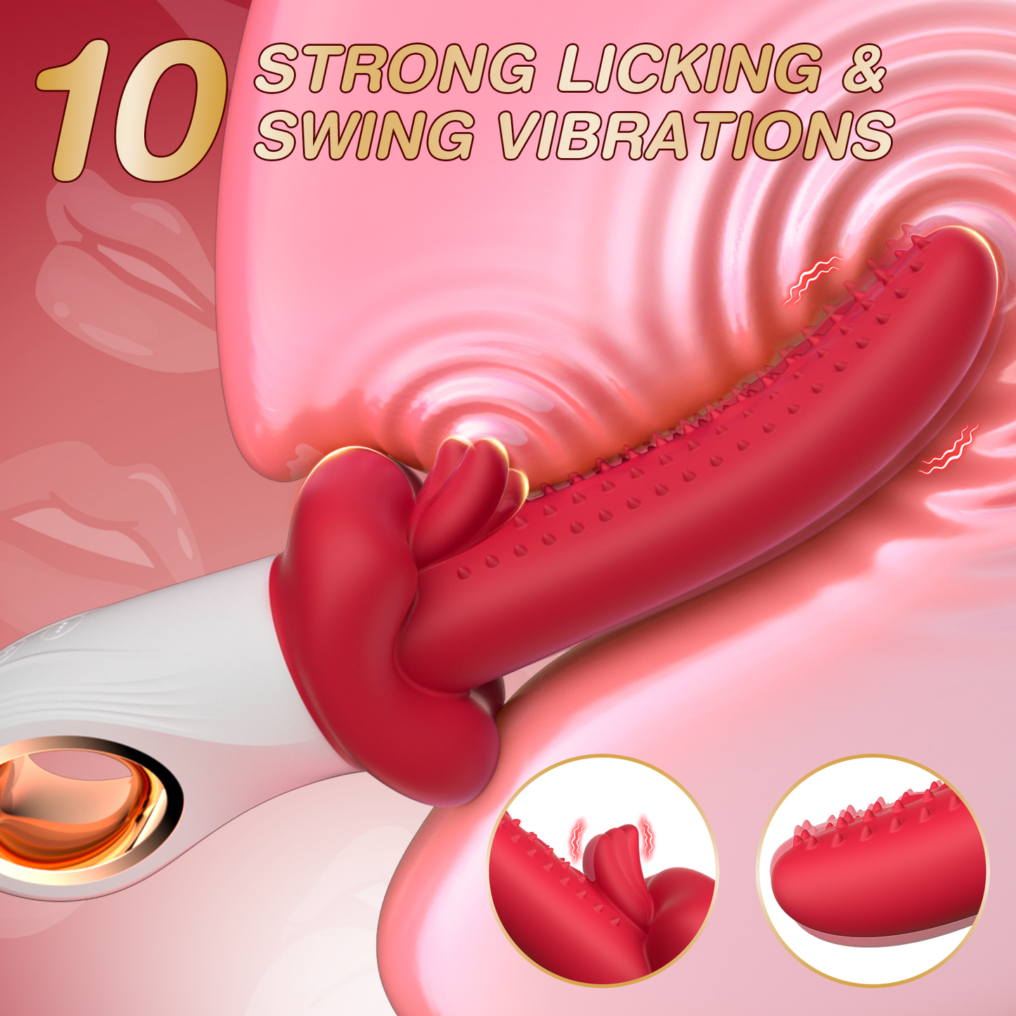 Tongue Licking G-spot Vibrator - Clit Anal Double Stimulator Handy Sex Toys for Women