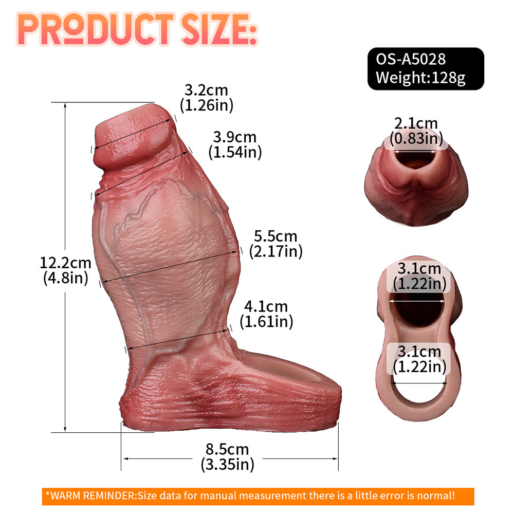 Realistic Big Girthy Penis Sleeve - Open-end Cocksleeve Sheath Guys Jacking Off