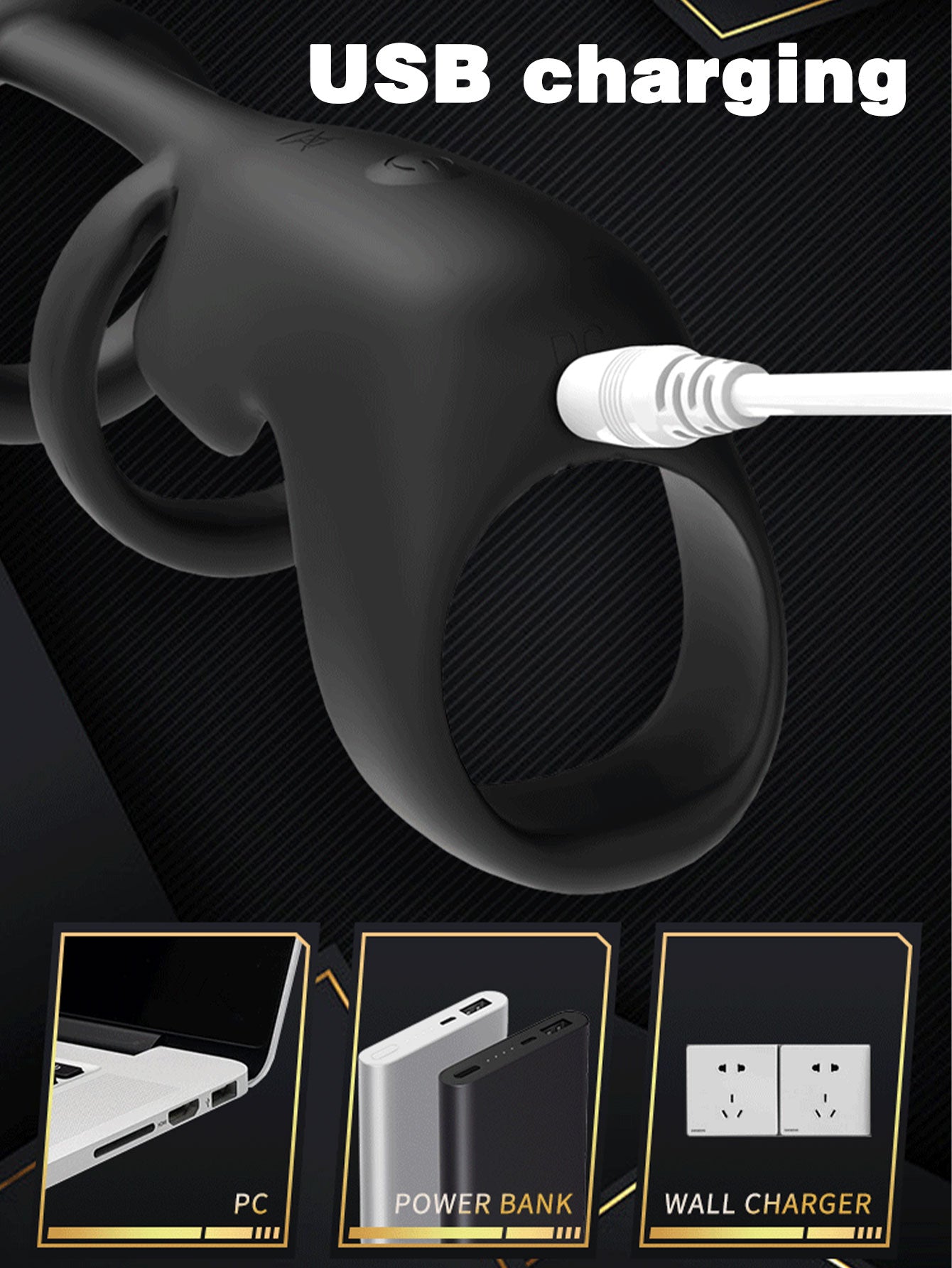 Anneaux péniens vibrants télécommandés - Les anneaux de pénis triples retardent l'éjaculation Couple Sex Toy