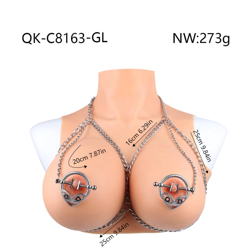 Ensemble de pinces à tétons en métal avec sangles - Stimulation des zones sensibles féminines - Jouets BDSM