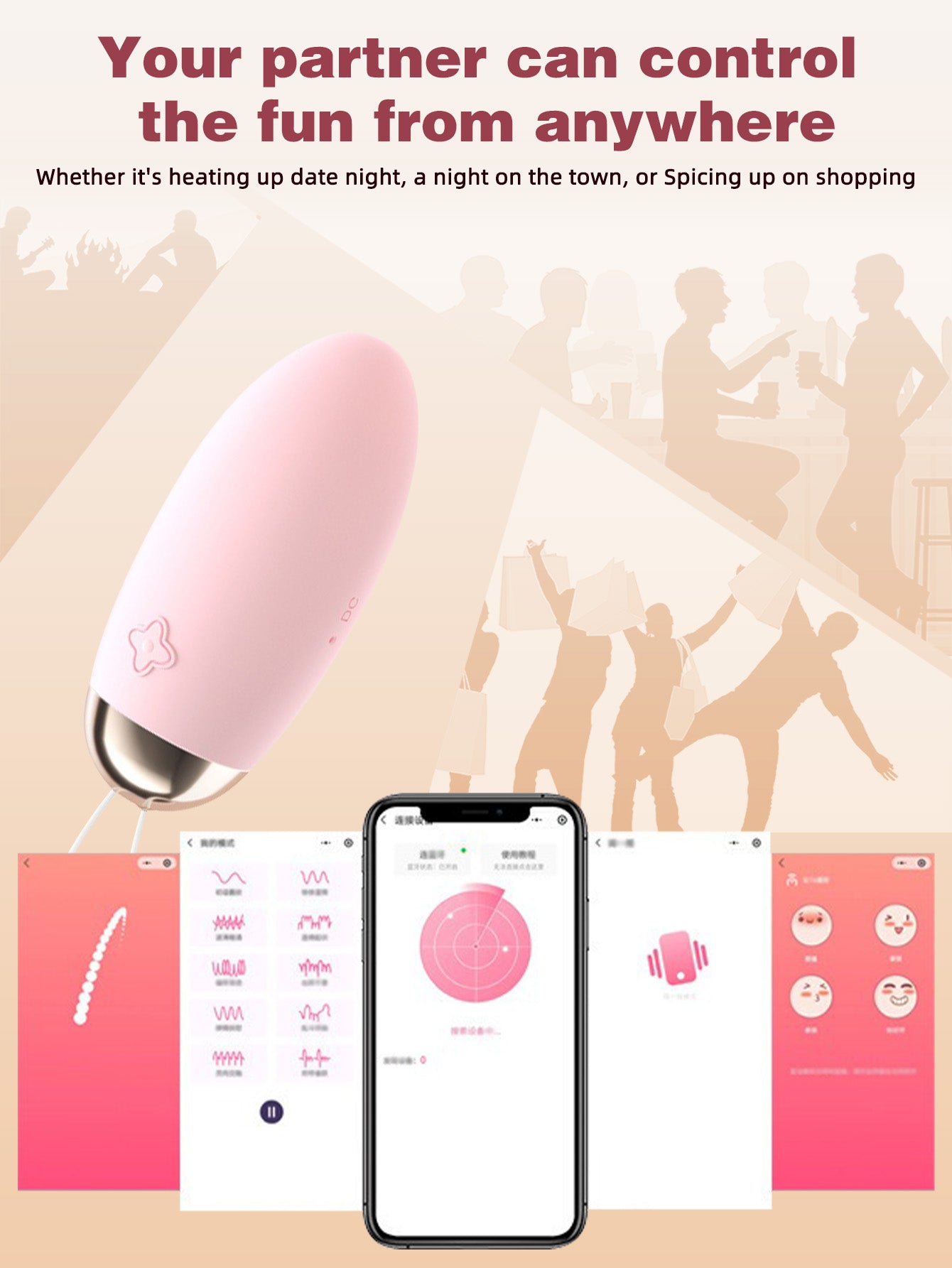 APP-Steuerung für weibliches Sexspielzeug – 10 vibrierende Kugelvibratoren, Taschenmuschi, Höschenei