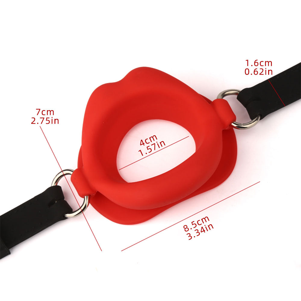 Fantasy Red Lip Ball Gag - Leather Belt Bondage Restriants Oral Sex Toys