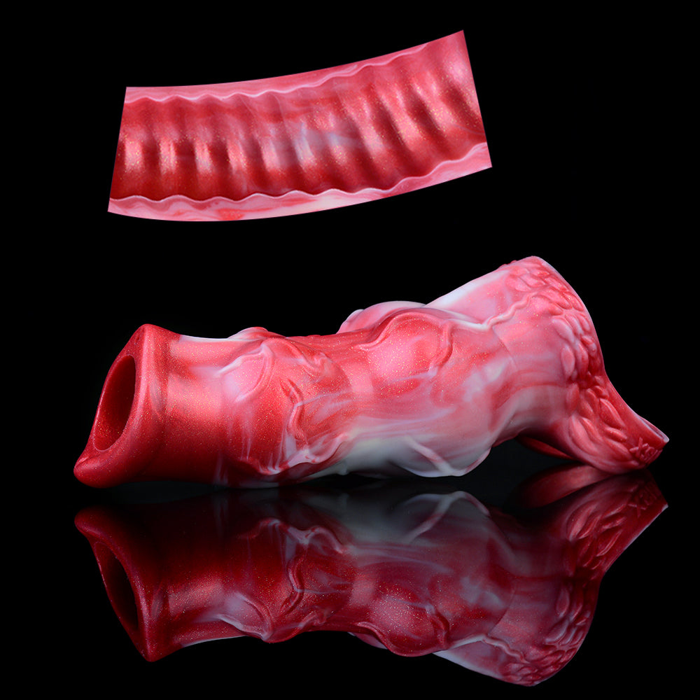 Hyena Squirting Penis Sleeve Sheath - Fantasy Cockring Delay Trainer Extender Male Sex Toy