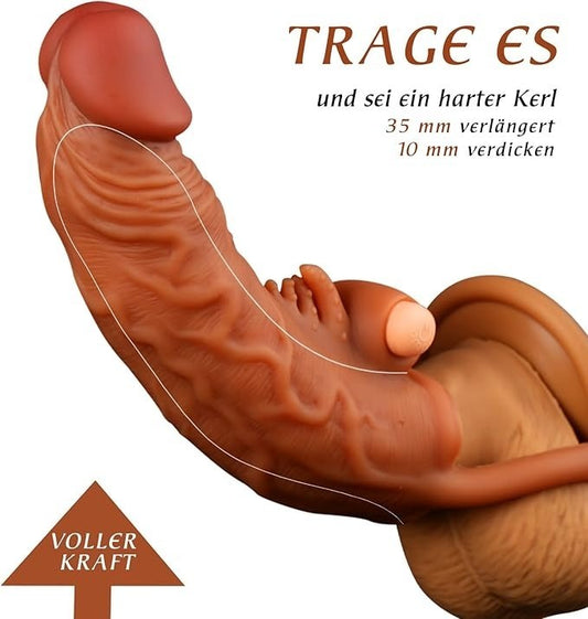 Life Size Vibrating Cock Sleeve Sex Toys for Men - Clit Bullet Stimulator Penis Condom