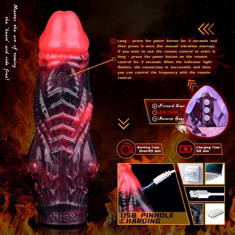 Fantasy Silicone Vibrating Penis Sleeve – 6-Inch Monsterdildo Design for Men Gay Pegging