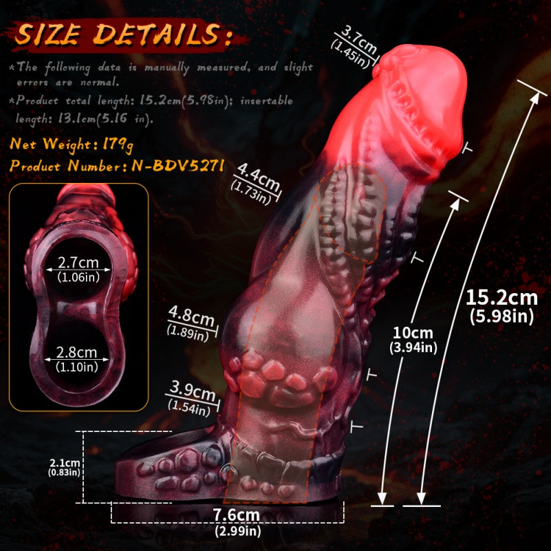 Fantasy Silicone Vibrating Penis Sleeve – 6-Inch Monsterdildo Design for Men Gay Pegging