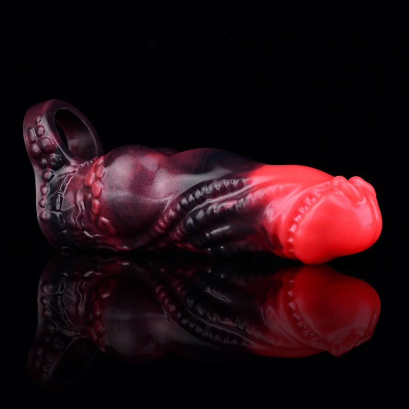 Fantasy Silicone Vibrating Penis Sleeve – 6-Inch Monsterdildo Design for Men Gay Pegging