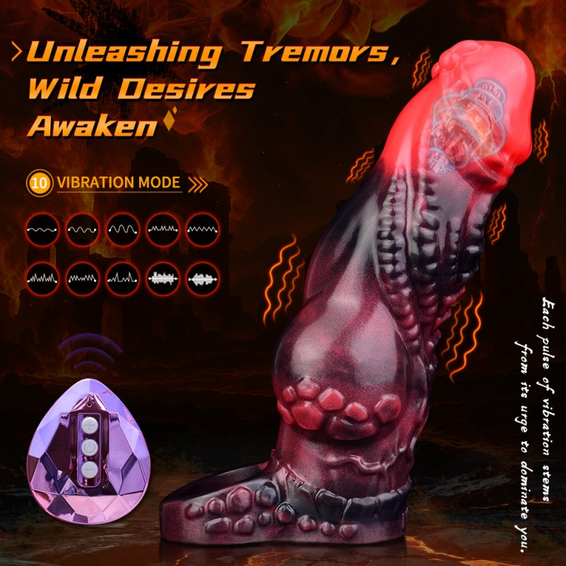 Fantasy Silicone Vibrating Penis Sleeve – 6-Inch Monsterdildo Design for Men Gay Pegging