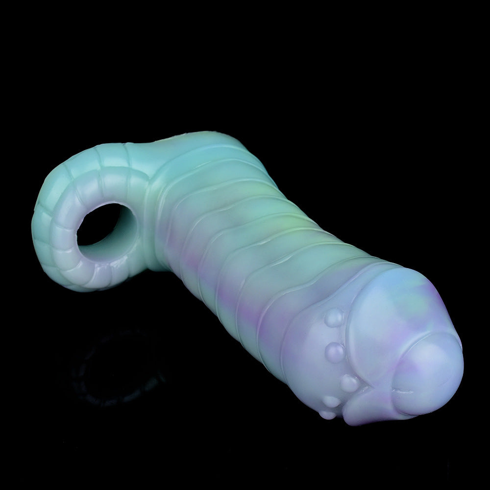 Leuchtende Monsterdildo-Penishülle - Biest-Penisring-Vergrößerer-Kondom-Pärchen-Sexspielzeug