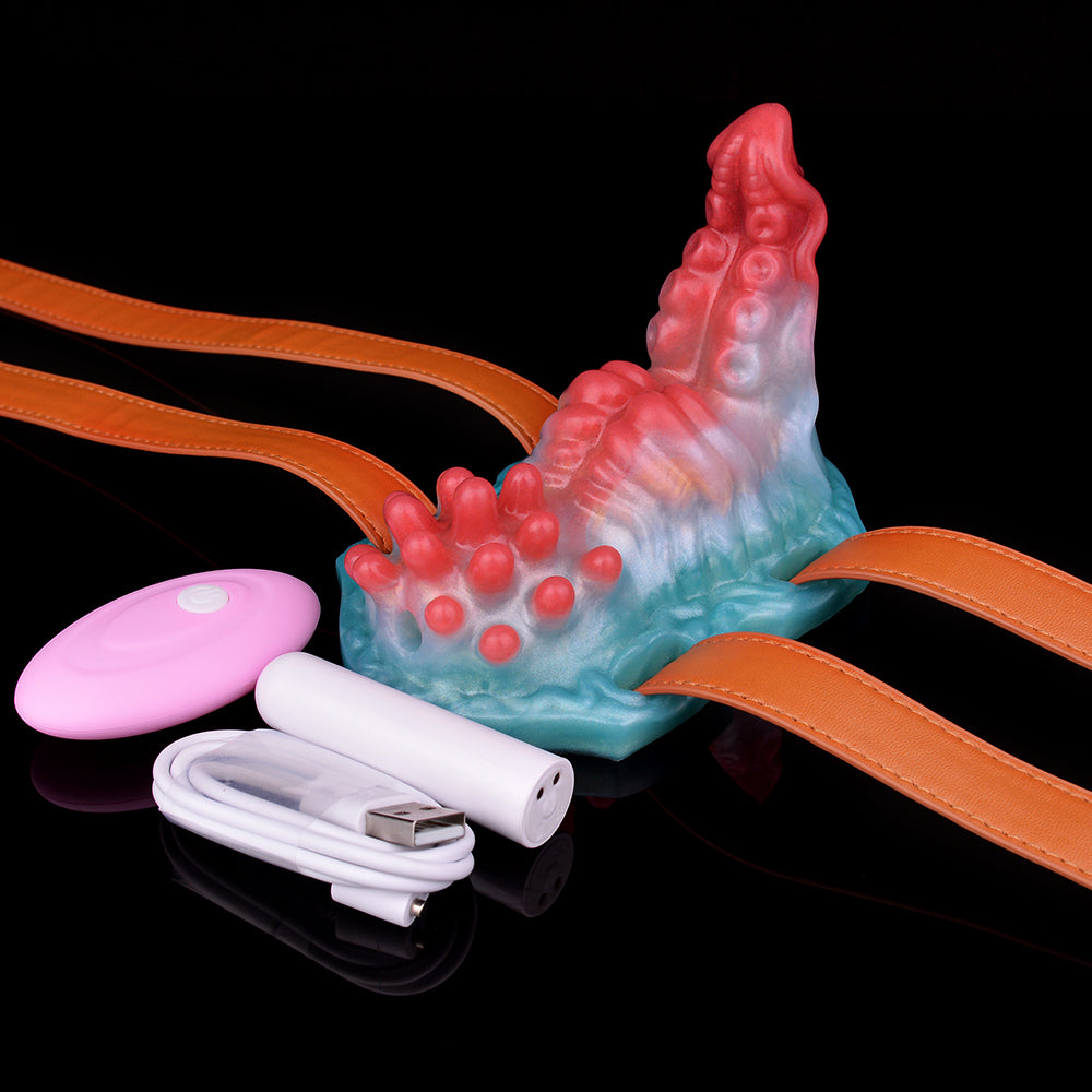 Godemichet sexuel lumineux en forme de dragon - Masturbateur vaginal anal à télécommande avec nœuds vibrants