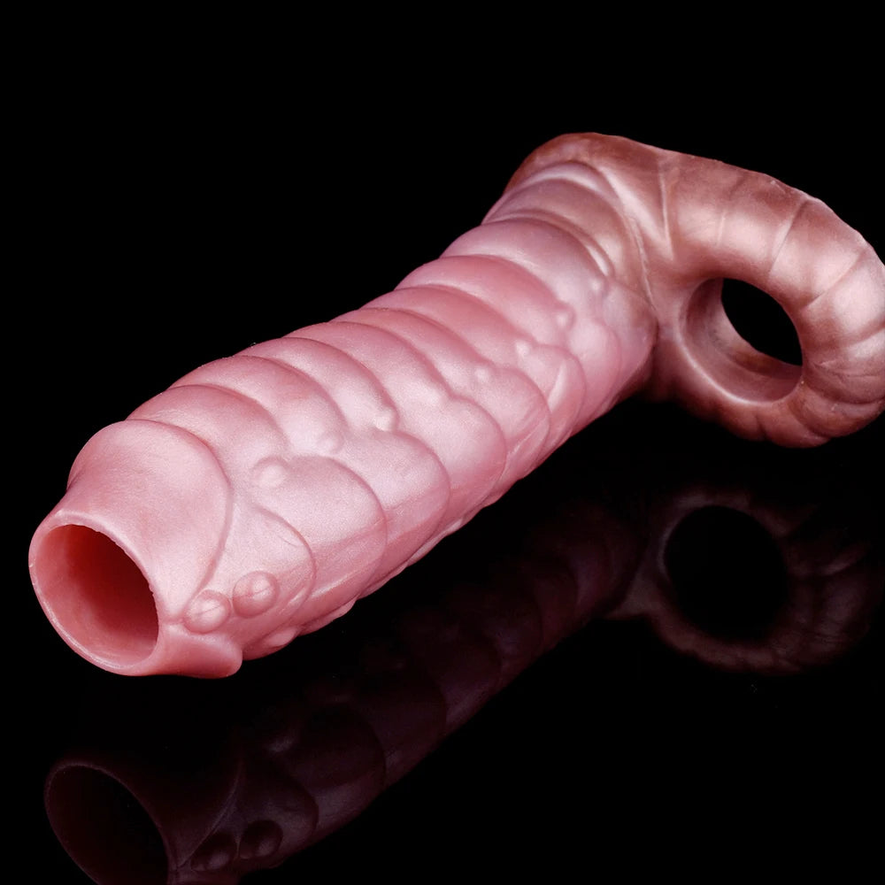 Monsterdildo Penis Sleeve - Agrandisseur en silicone Cock Ring Retarder l'éjaculation Jouets sexuels masculins