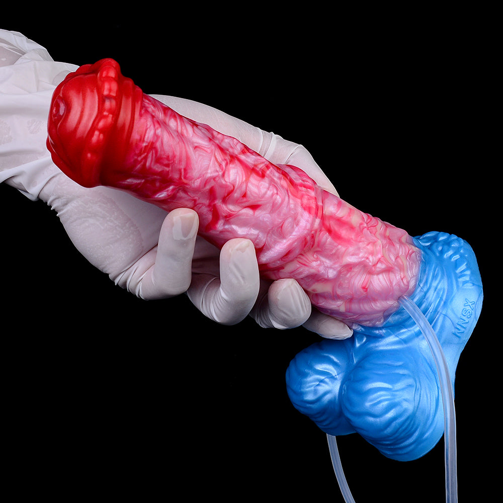 Gode gonflable Monsterdildo éjaculant Butt Plug - Jouets sexuels anaux de massage de la prostate noués en silicone pour femmes