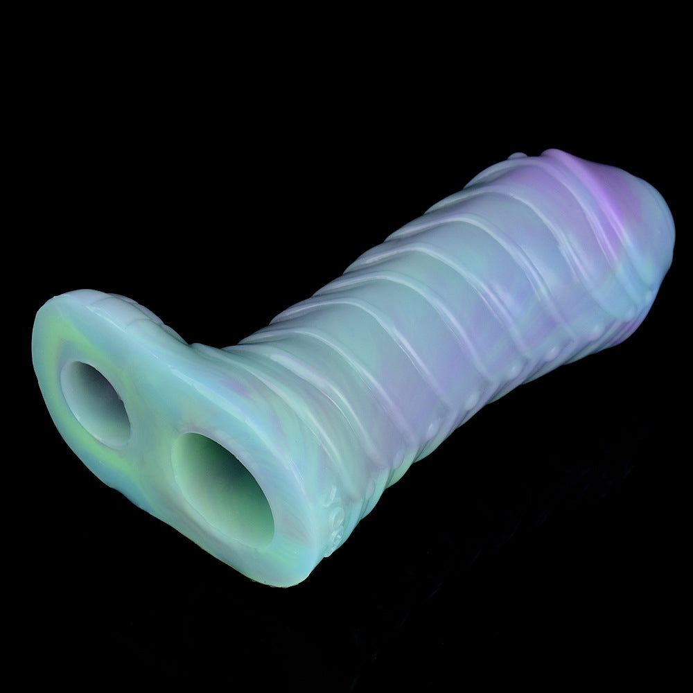 Leuchtende Monsterdildo-Penishülle - Biest-Penisring-Vergrößerer-Kondom-Pärchen-Sexspielzeug