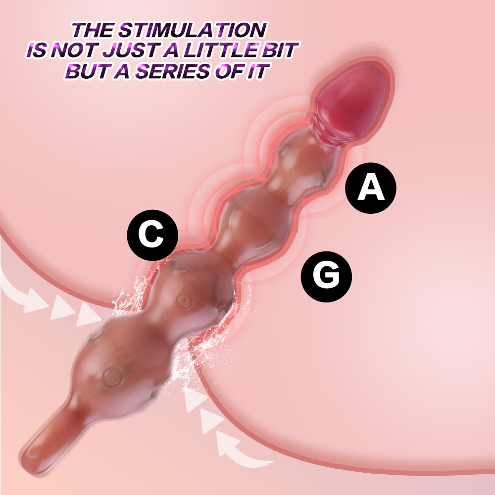 Anal Balls Vibrating Prostate Massager - Finger Ring 5 Anal Beads Sex Toys for Women Men