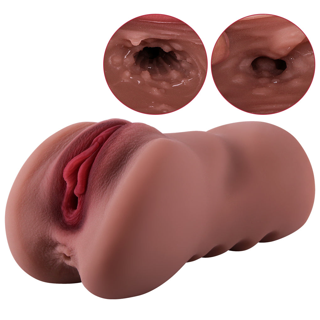 Realistic Pussy Pocket Masturbator - Ebony Women Vagina Penis Masturbation Milk