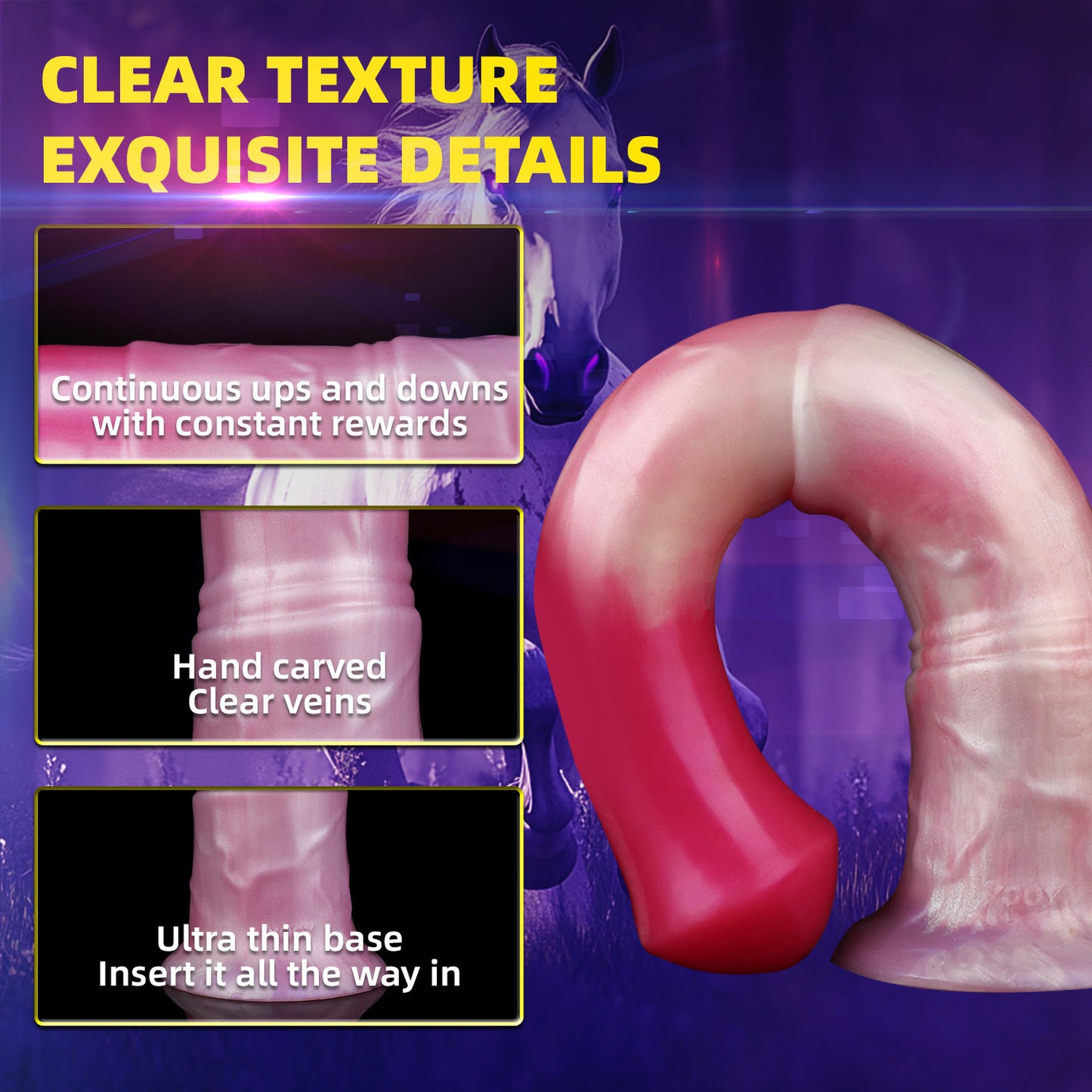 Pferdedildo, Analplug, Analplug – Fantasy Squirting Monsterdildo, Pink, Masturbations-Sexspielzeug für Frauen