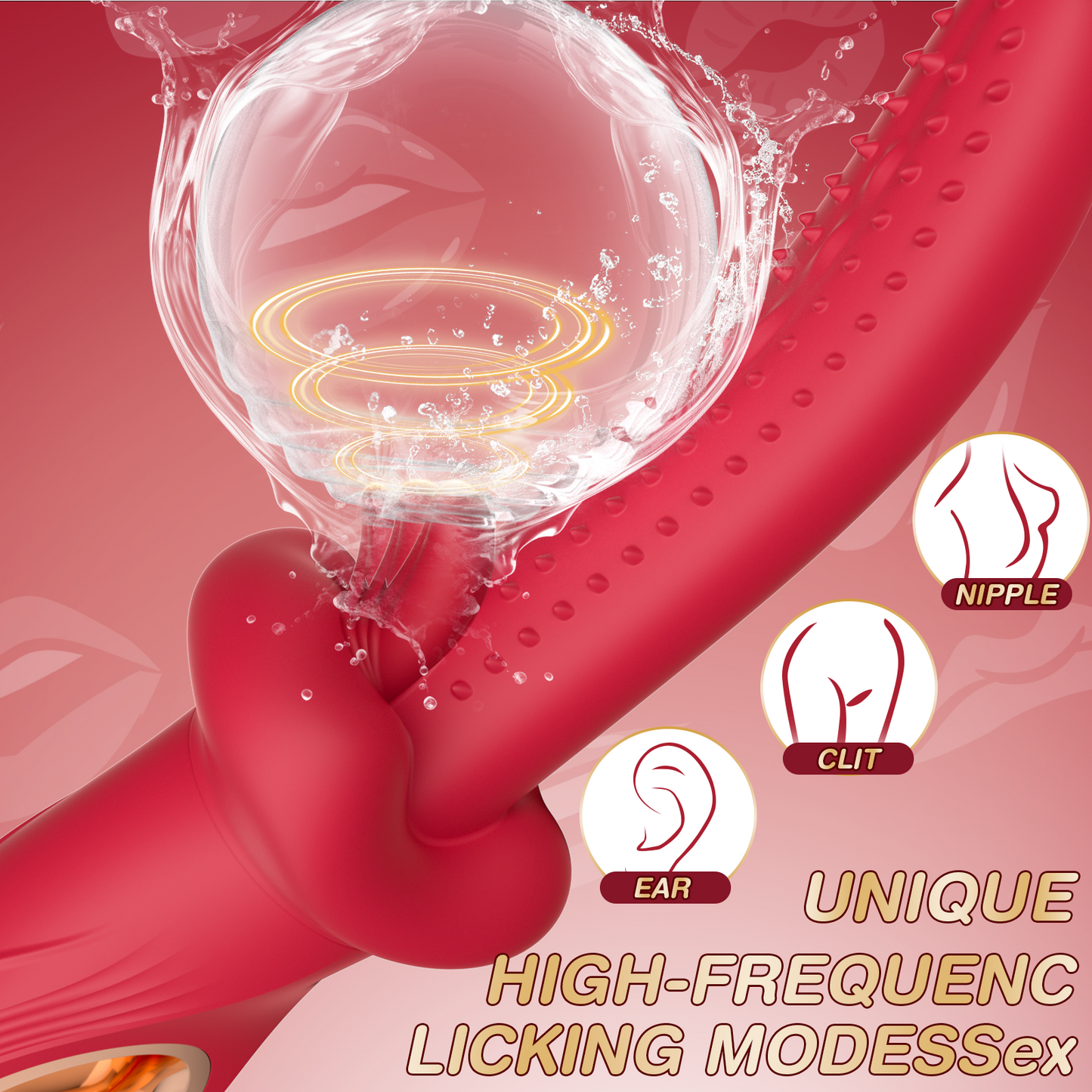 Tongue Licking G-spot Vibrator - Clit Anal Double Stimulator Handy Sex Toys for Women