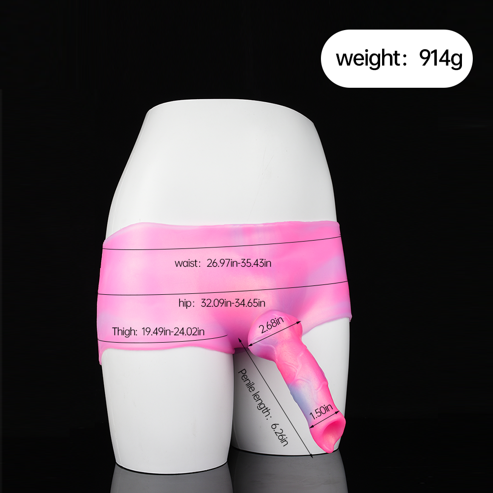 Wearable Strap-on Dildo Panties - Pink Knotted Dildos Box Brief Sex Toys for Women Lesbian