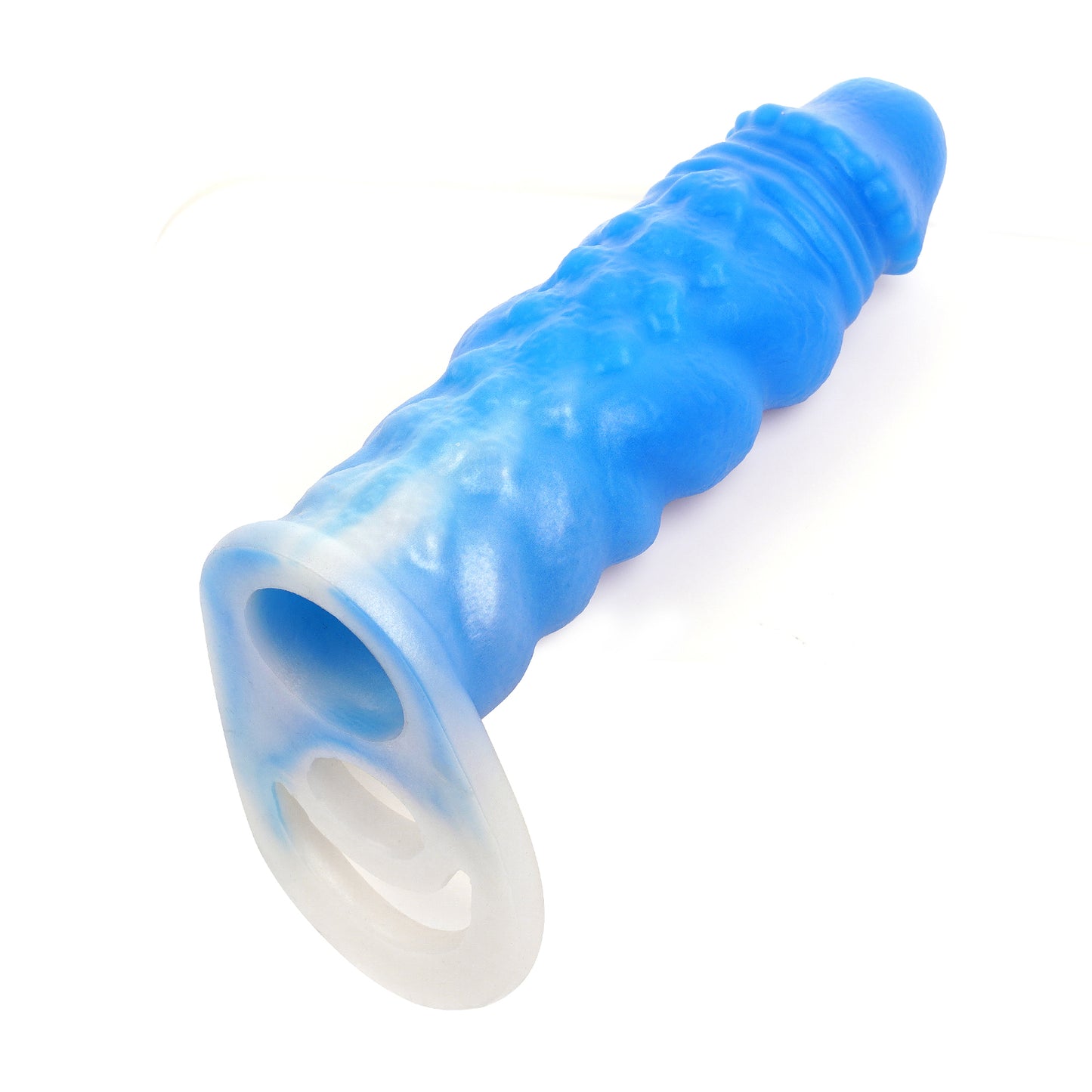 Extension lumineuse de manchon de pénis Monsterdildo - Jouet sexuel masculin d'extension d'anneau pénien en silicone de qualité supérieure