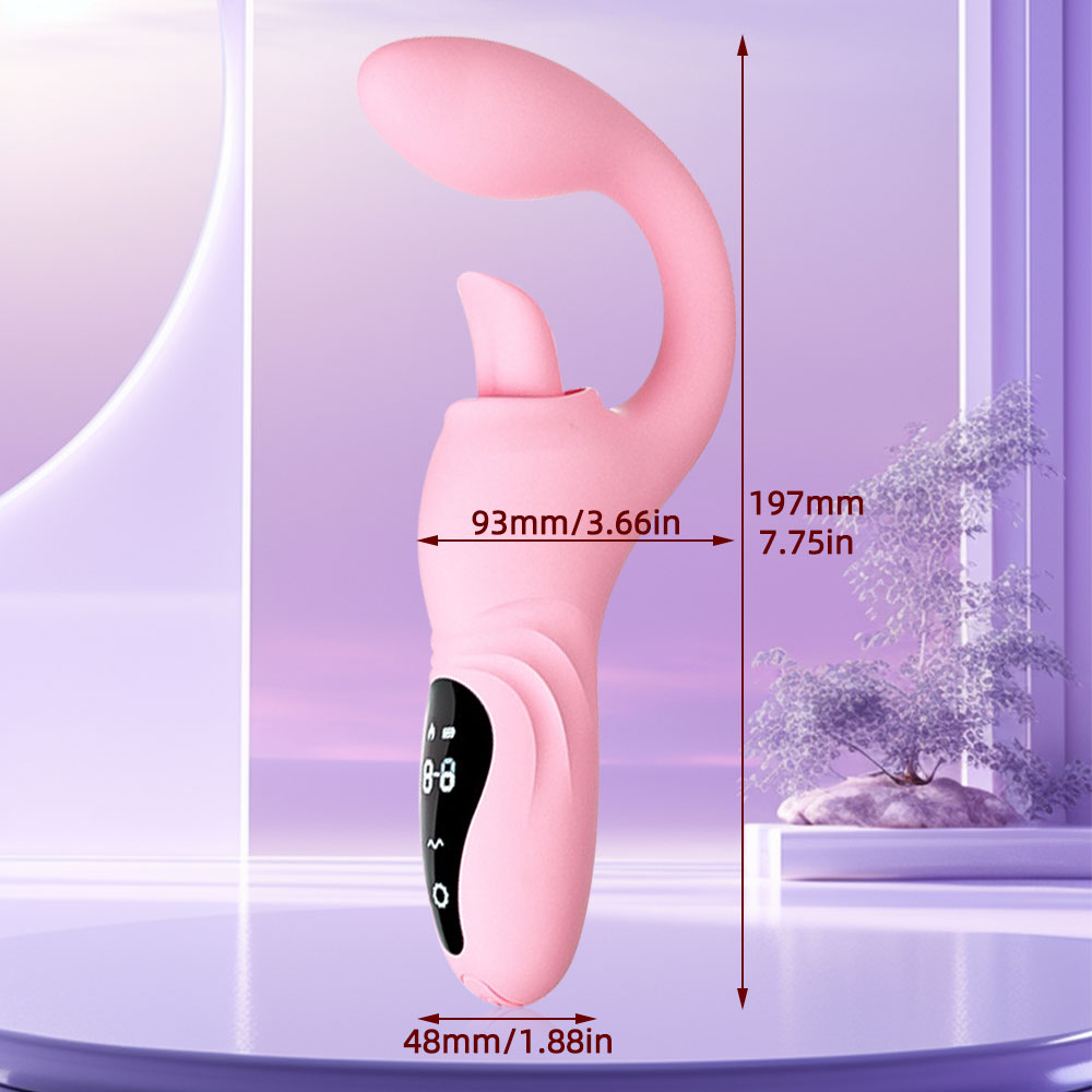 Finger Anal Dildo G Spot Vibrator Tongue Clit Stimulator - Handheld LED Panel Silicone Sex Toy for Women