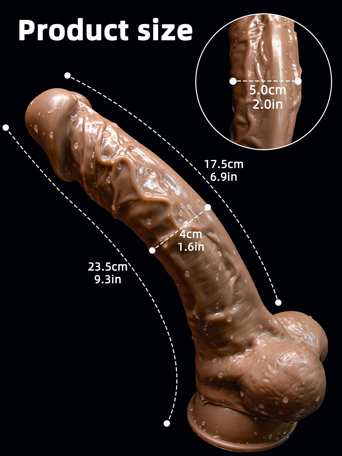 Realistic Ebony Anal Dildo Butt Plug - Lifelike Penis Suction Cup Sex Toys for Women