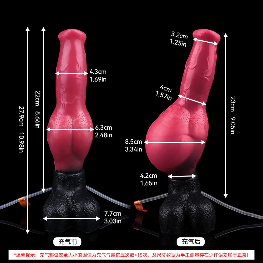 Squirting Dildo Inflatable Butt Plug - Blazing Flame Horsedildo Fantasy Female Masturbation