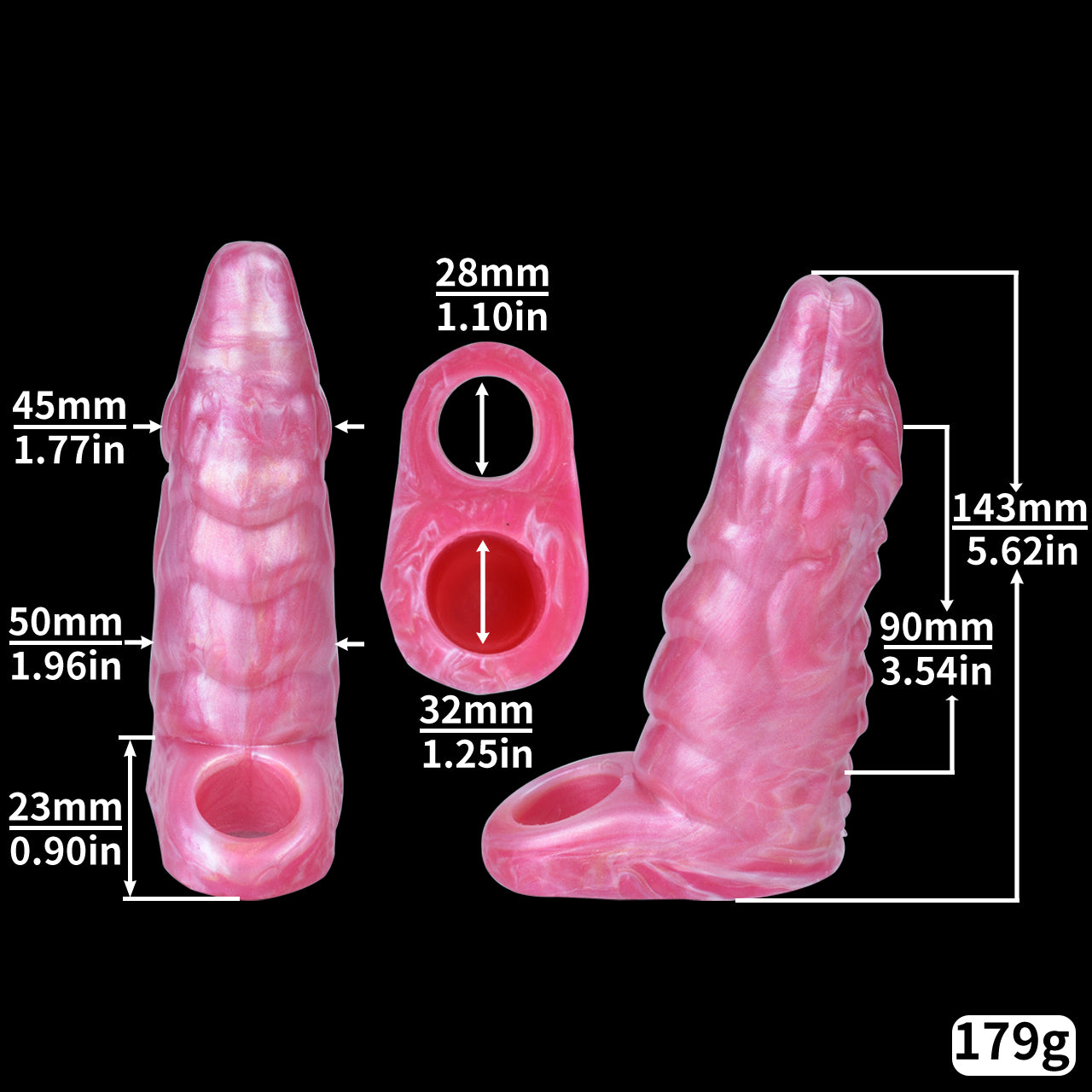 Fantasy Dragondildo Cock Sleeve - Rosa, realistischer Penis-Extender, Sexspielzeug für Männer