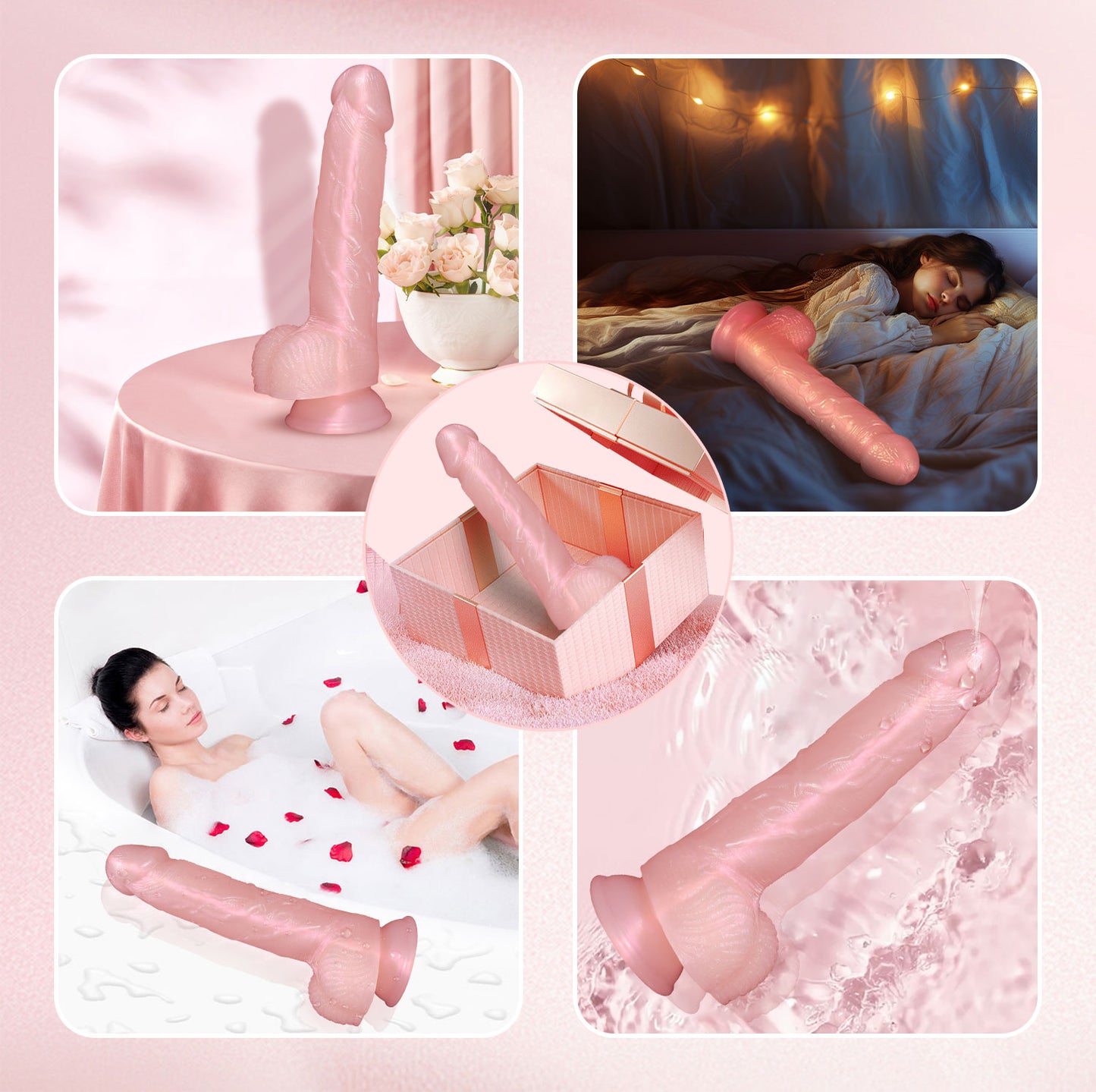 Strapon Pink Dildo Butt Plug - Trägerloses realistisches Sexspielzeug mit Saugnapf für Lesbenpaare