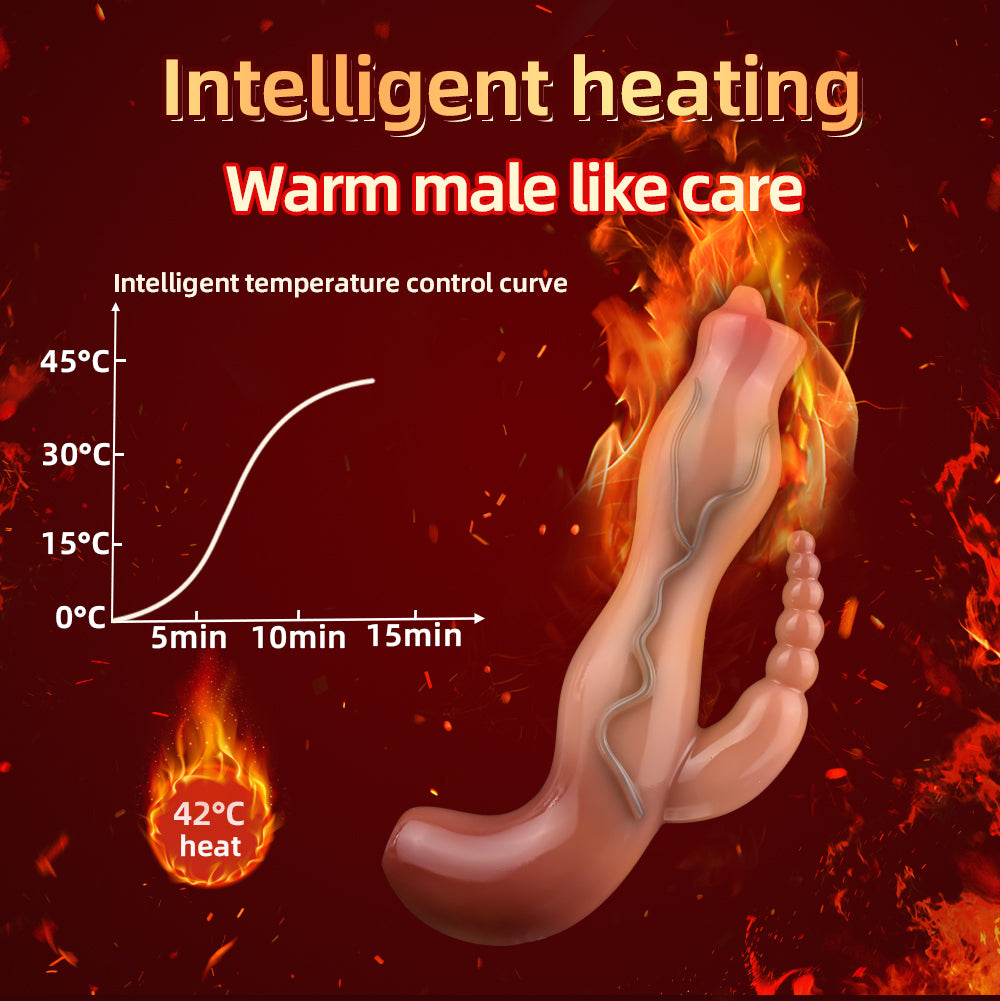 Gode vibrant fantaisie avec perles anales et stimulateur de clitoris - Vibromasseur réaliste en silicone pour femme