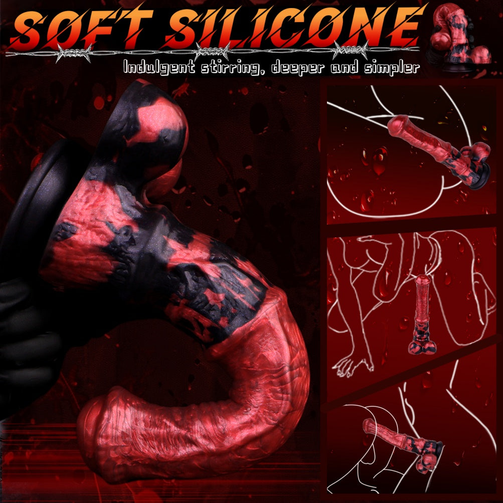 Blood-Red Monster Fantasy Animal Horse Cock - Female Vaginal Silicone Suction Masturbator