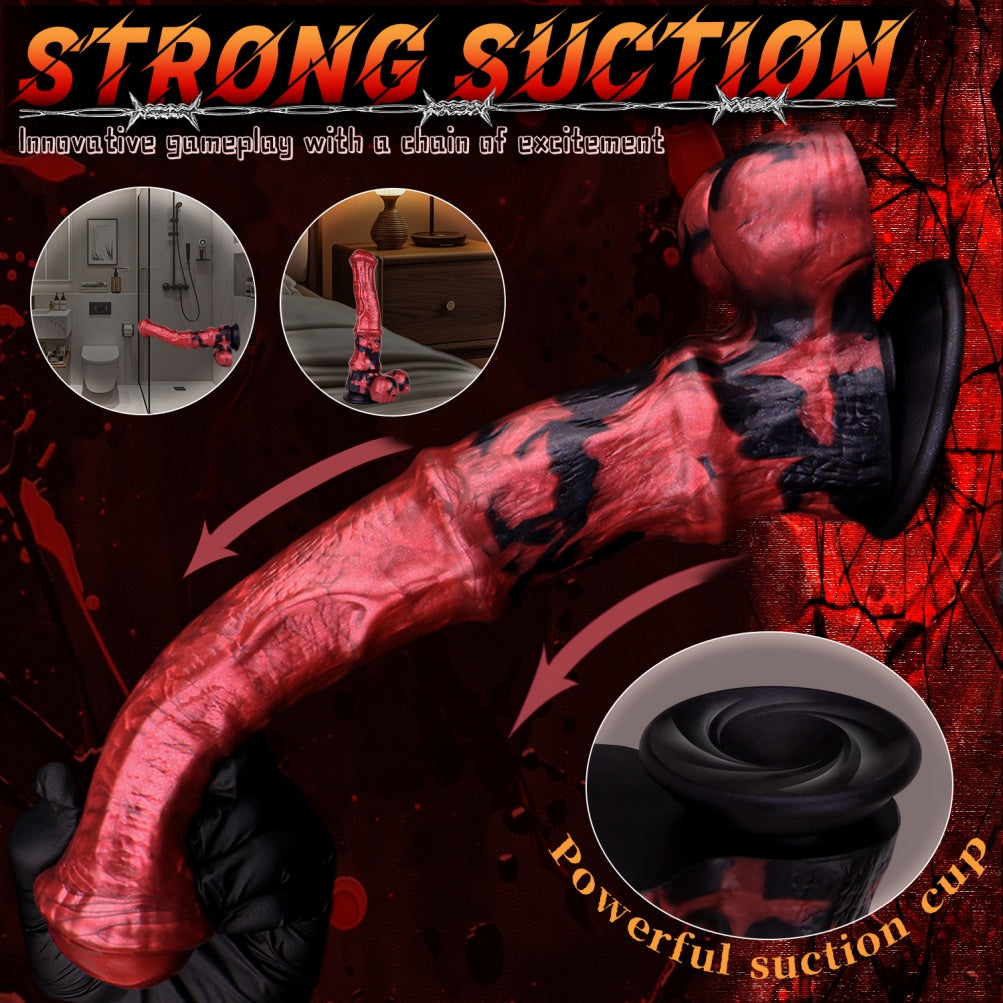 Blood-Red Monster Fantasy Animal Horse Cock - Female Vaginal Silicone Suction Masturbator