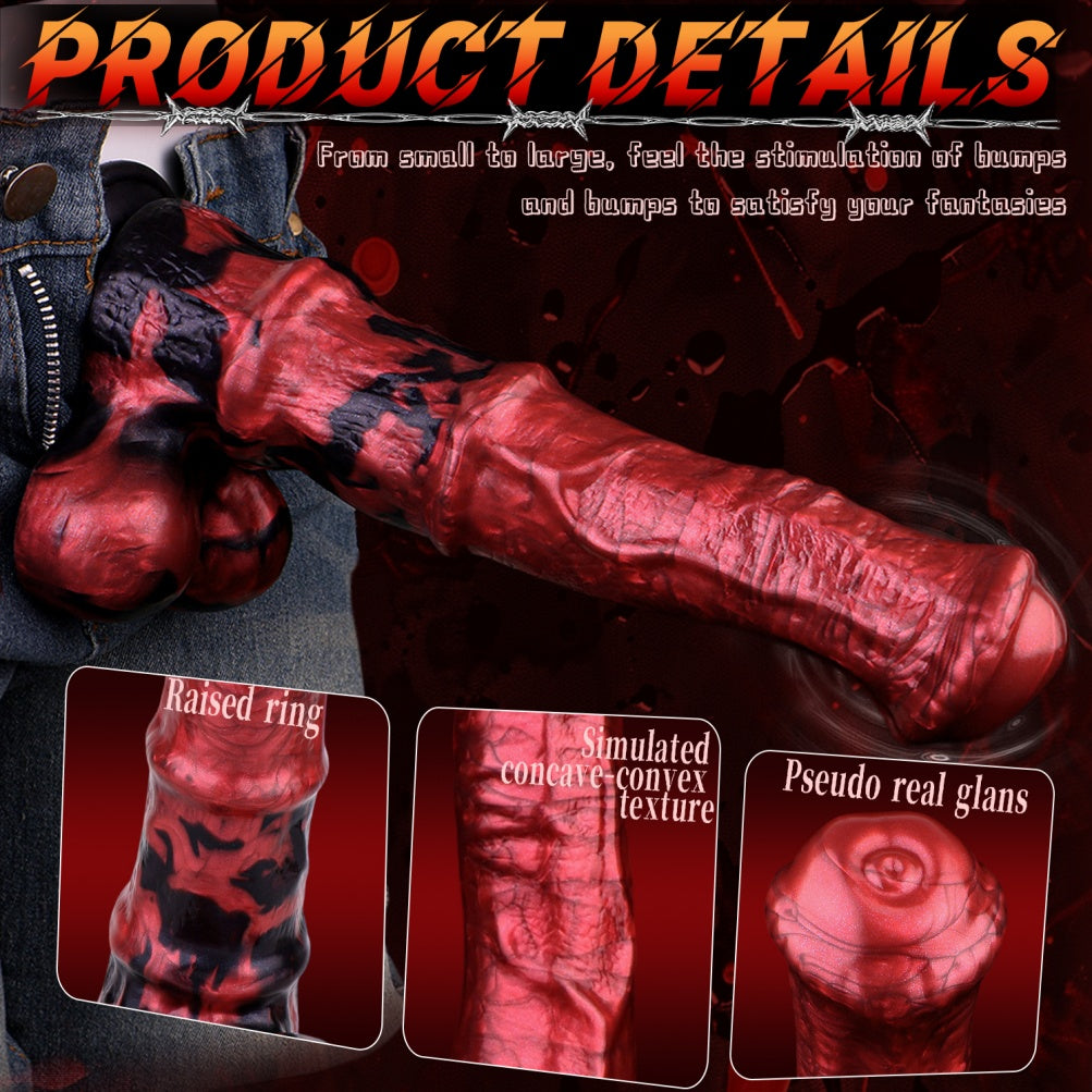 Blood-Red Monster Fantasy Animal Horse Cock - Female Vaginal Silicone Suction Masturbator