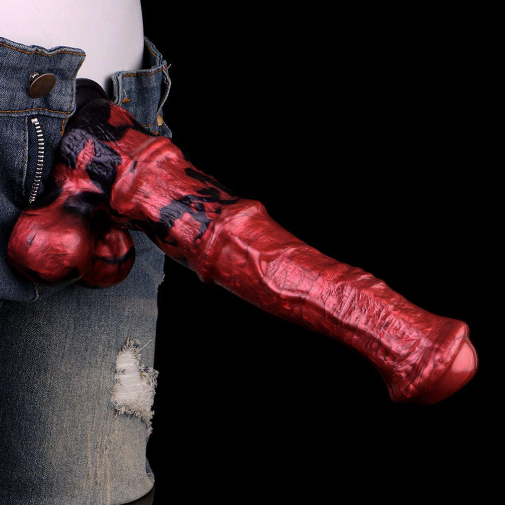 Blood-Red Monster Fantasy Animal Horse Cock - Female Vaginal Silicone Suction Masturbator