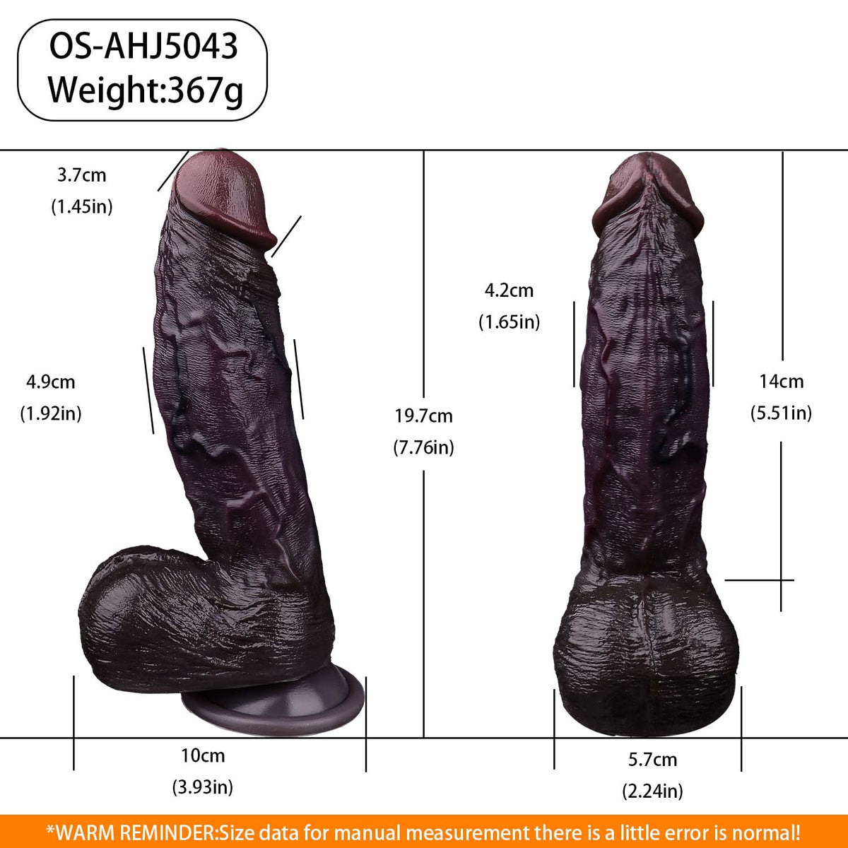 Deep Plum Black Dildo | Dual-Layer Platinum Silicone Realistic Cock with Suction Cup, Vein Texture & Balls — Lifelike Dark Brown Dildo for Hands-Free & Penetration Play
