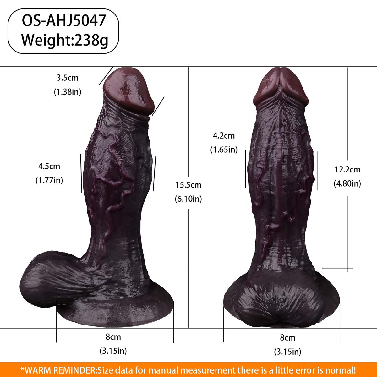 Bulbous Black Dildo | Dual-Layer Platinum Silicone Realistic Cock with Swollen Glans, Prominent Vein Texture & Extra-Wide Suction Cup — Deep Purple-Black for G-Spot & Cervix Play