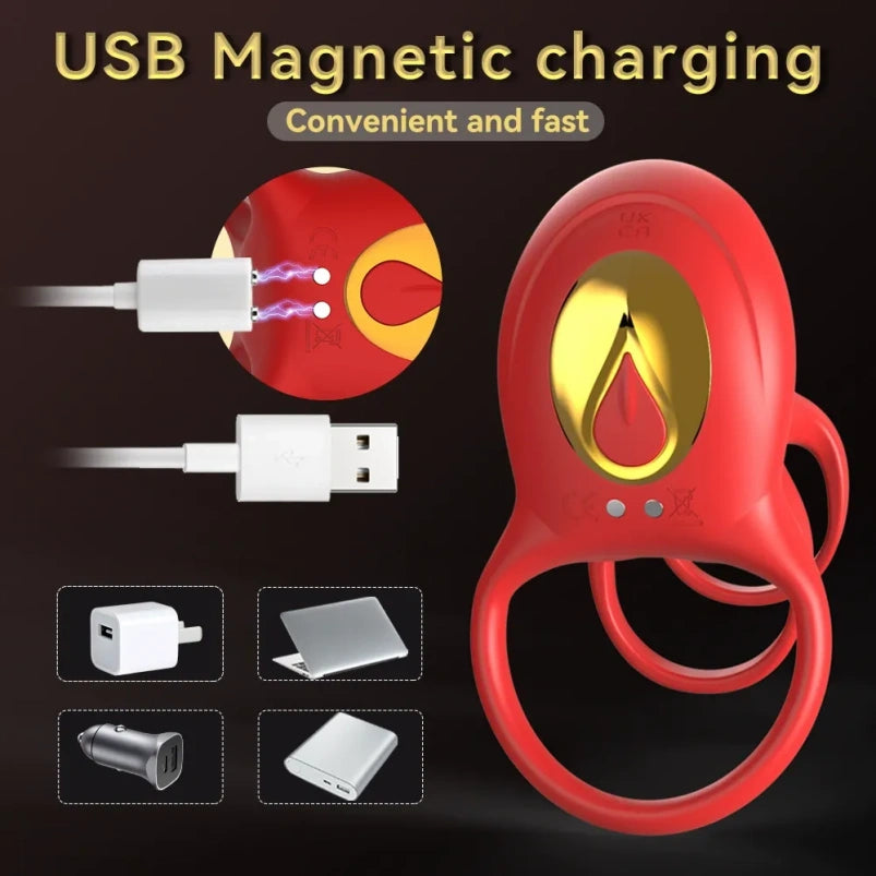 Rose Suction Silicone Cock Ring – Multi-Frequency Clitoral Vibrating Sex Toys for Man & Women