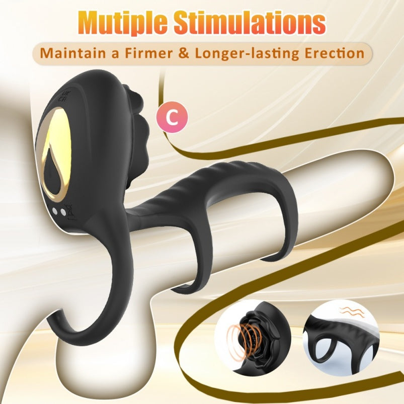 Rose Suction Silicone Cock Ring – Multi-Frequency Clitoral Vibrating Sex Toys for Man & Women