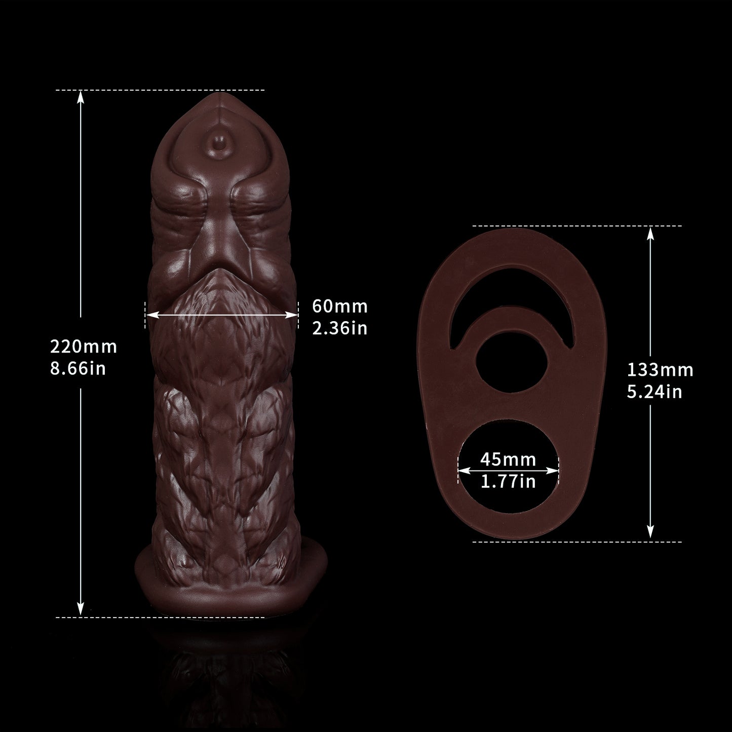 Riesiger Penishüllen-Vergrößerer in Lebensgröße – Ebenholz-Monsterdildo-Penisring zur Verzögerung der Ejakulation, Sexspielzeug für Männer
