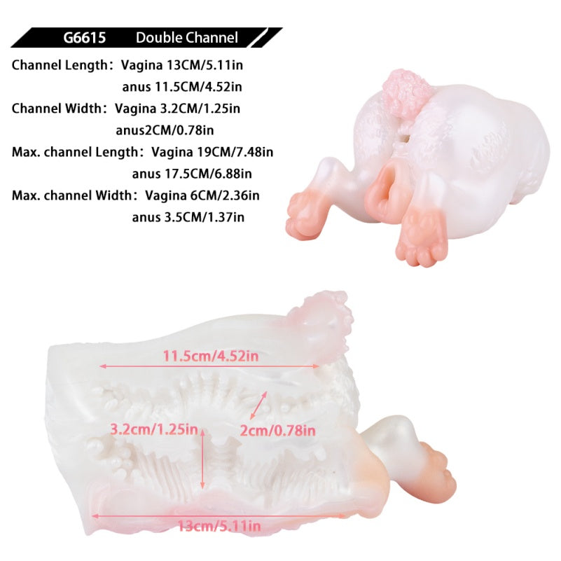Pink Bunny Fantasy Animal Pocket Pussy - Insertable Penis Massaging Blowjob Silicone Sex Dolls