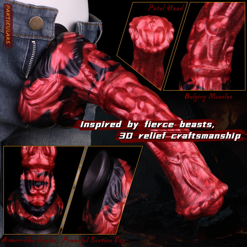 Monster Fantasy Horse Dildo with Suction Cup – Blood Red Silicone Female Masturbation Toy