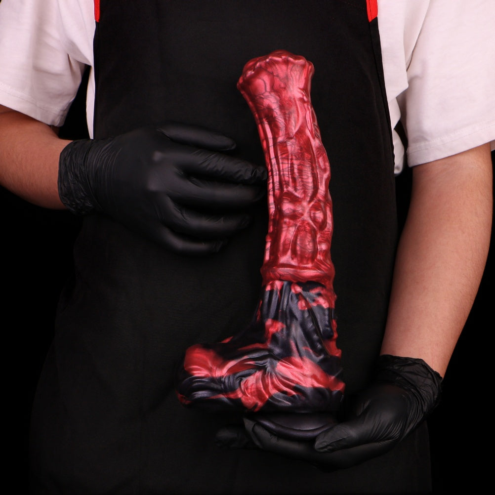 Monster Fantasy Horse Dildo with Suction Cup – Blood Red Silicone Female Masturbation Toy