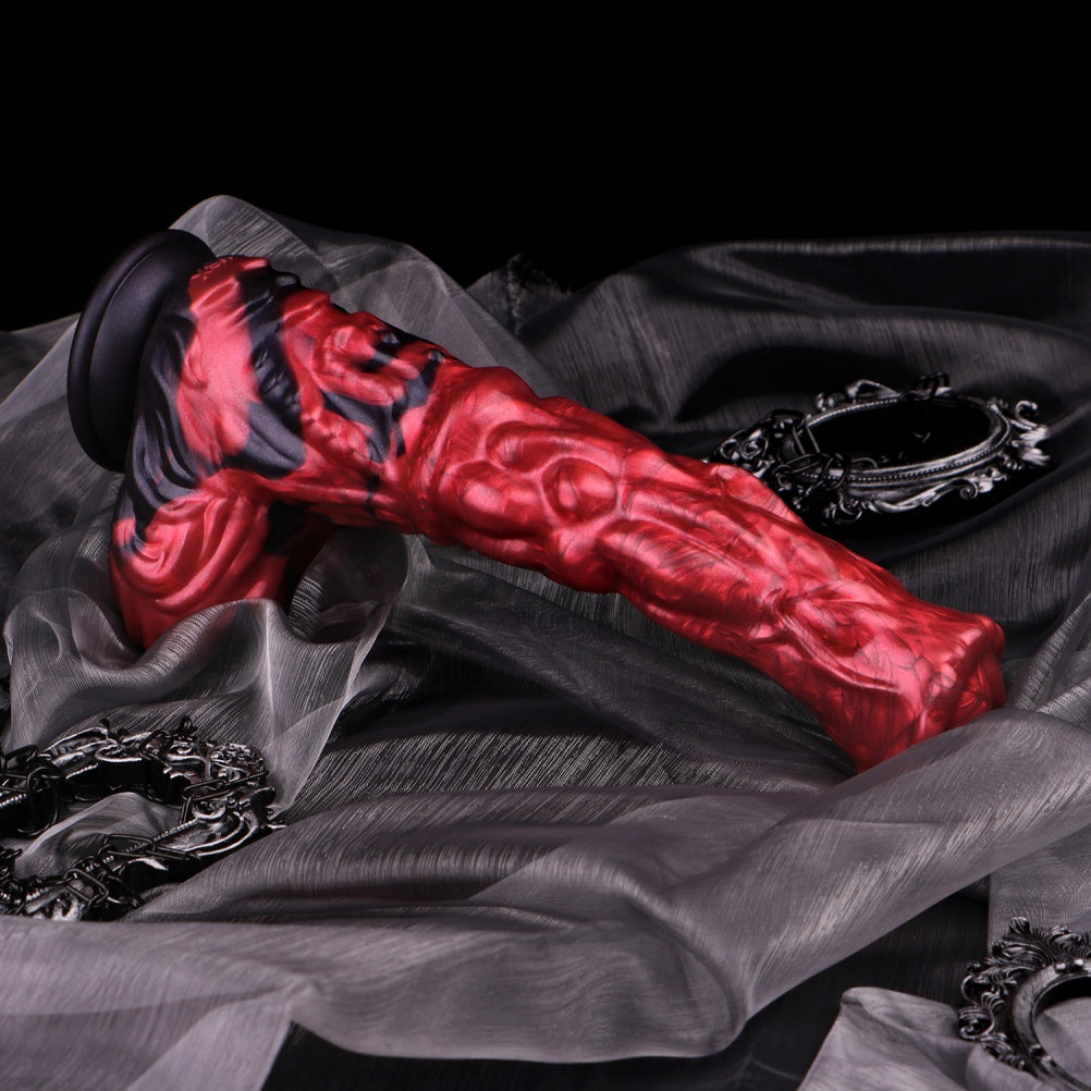 Monster Fantasy Horse Dildo with Suction Cup – Blood Red Silicone Female Masturbation Toy