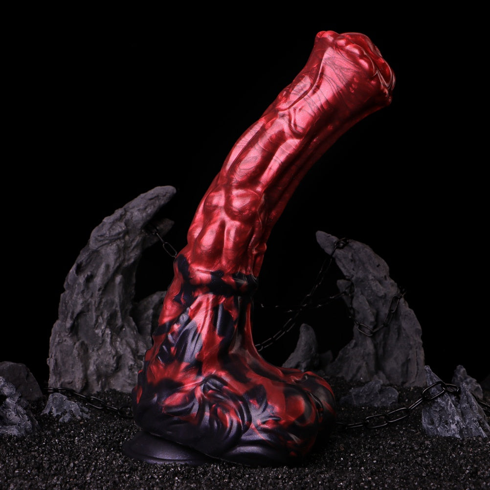 Monster Fantasy Horse Dildo with Suction Cup – Blood Red Silicone Female Masturbation Toy