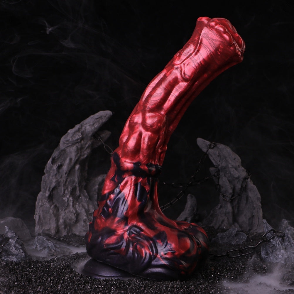 Monster Fantasy Horse Dildo with Suction Cup – Blood Red Silicone Female Masturbation Toy