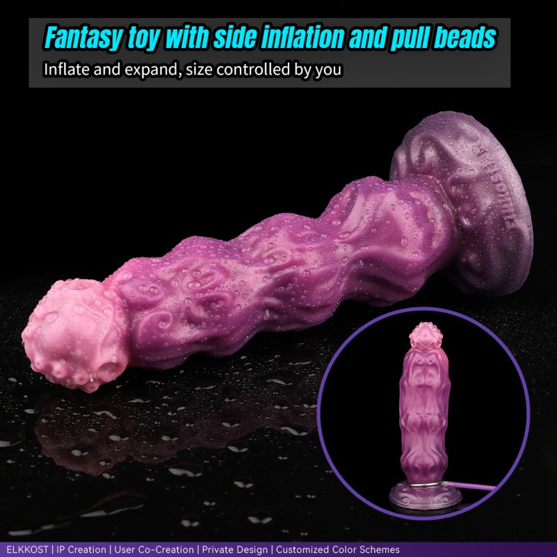 Fantasy Beaded Inflatable Dildo - Purple Silicone Female Masturbation Expanding Toy