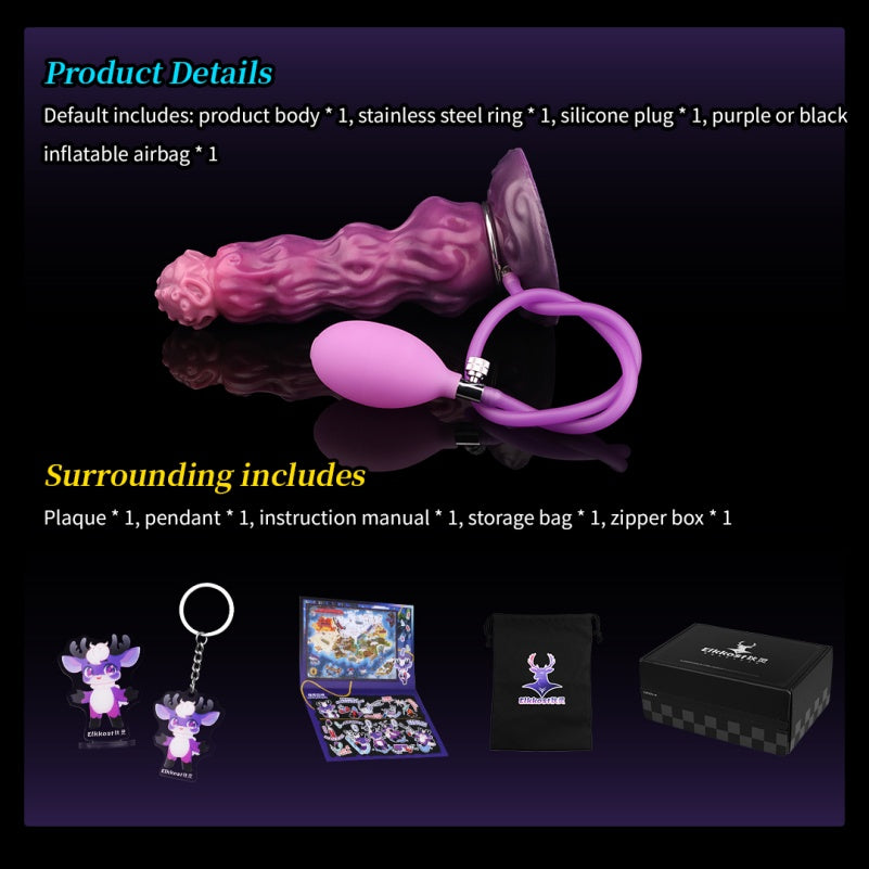 Fantasy Beaded Inflatable Dildo - Purple Silicone Female Masturbation Expanding Toy