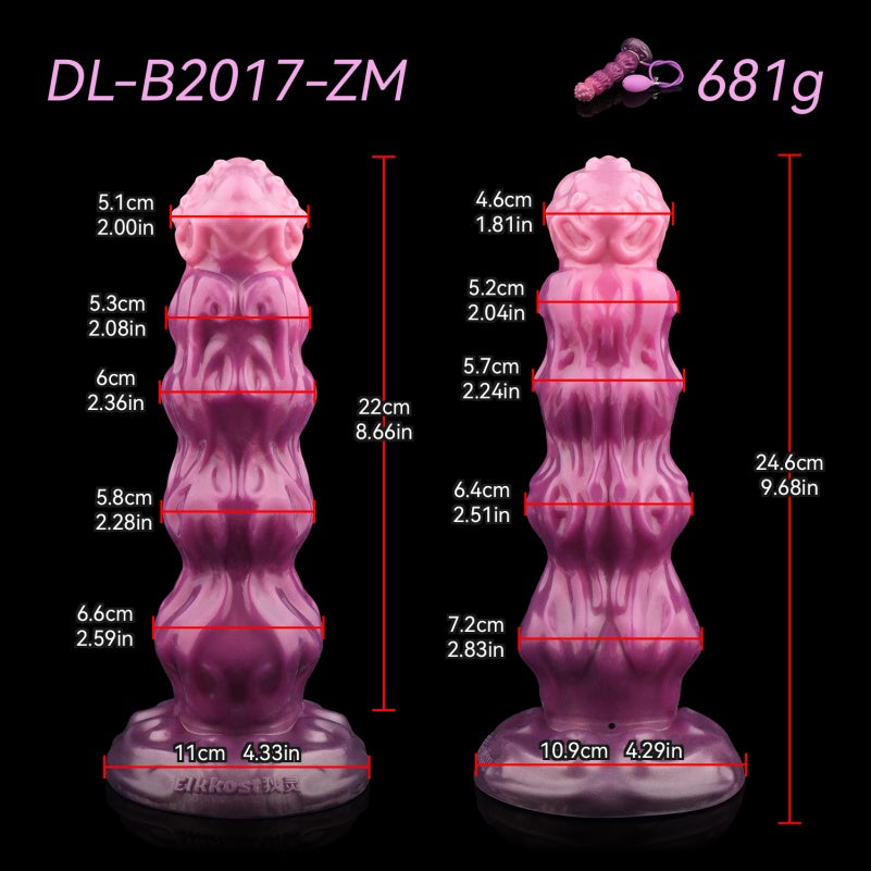 Fantasy Beaded Inflatable Dildo - Purple Silicone Female Masturbation Expanding Toy