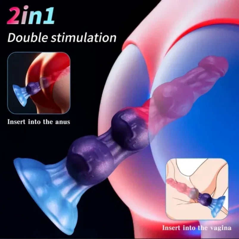 Monster Bead Silikon-Dildo mit Hundeknoten – Vaginales Einführen mit Expansionsstimulation, Masturbationswerkzeug