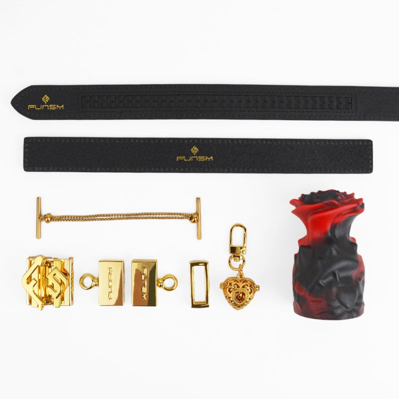 Bâillon-boule en silicone rouge et noir avec sangle Lust Fantasy - Jouet BDSM érotique pour bondage féminin