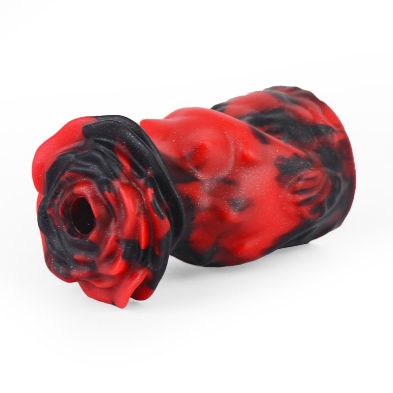 Red-Black Silicone Strapon Lust Fantasy Ball Gag - Female Bondage Erotic Tease Oral Sex Toy